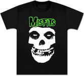 Misfits Shirt Retro Punk Rock Band Unisex Fit Mens Novelty Green Graphic Printing Soft Cotton Tee Vintage Youth Black, Black, X-Large