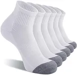 CS CELERSPORT 6 Pack Men's Ankle Socks with Cushion Athletic Running Socks, White, Shoe Size: 9-12