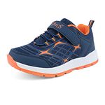 Kids Trainers Boys Sneakers Kids Running Shoes Breathable Lightweight Athletic Shoes Walking Tennis Shoes Indoor Outdoor Size 1 Orange