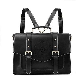 ECOSUSI Borsa Porta PC per 15,6 Pollici Donna Tracolla Grande Cartella Zaini per PC portatili Borsa e Messenger Borsetta Vintage per Lavoro Scuola Business Ufficio Nero