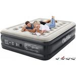 OlarHike Inflatable Mattress, Air Bed with Built-in Electric Pump, Double Blow Up Self-Inflating Guest Airbed with Flocked Surface for Camping or Home Use, 190cm L x 140cm W x 46cm H(Black)