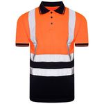 Hi Viz High Visibility Short Sleeve Polo Shirts Men's Reflective Tape Safety Hi Vis Security Work Breathable Lightweight Workwear T-Shirt Top (UK, Alpha, XL, Regular, Regular, Orange Navy)