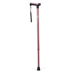 Hugo Mobility Adjustable Derby Handle Cane with Reflective Strap, Rose