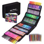 Gunsamg 240 Gel Pens for Adults Colouring,120 Colouring Pens Coloured Gel Pen Set with 120 Glitter Refills & 1 Colouring Book for Kids Drawing,Crafting, Colouring