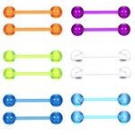 BodyBonita 12PCS Flexible Acrylic Nipple Tongue Barbell Ring Ball Straight Bar Nipple Retainer Piercing Jewelry 16mm 14G