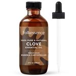 Folkulture Organic Clove Oil for Teeth and Gums - 4 Fl Oz - 100% Pure, Natural and Undilluted Essential Oil, Premium Therapeutic Grade with Glass Dropper, Clove Essential Oil Organic for Aromatherapy