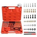 42PcsThread Chaser Repair Set, Thread Cleaning Tool Fractional and Metric Thread Restorer Kit with 21PCS Rethreading Dies, 19PCS Rethreading Taps & 2 SAE Thread Files Rethread Repair Tool