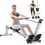 Rowing Machine 300 LB Weight Capacity, Foldable Rower Machine for Home Use with Adjustable Resistance Levels & LCD Monitor, Hyper-Quiet Compact