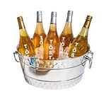 BREKX Hammered Stainless-Steel Beverage Tub, Double-Walled Insulated Anchored Bolt Drink Tub & Ice Bucket with Double Hinged Handles, Drink Chiller for Parties/Wedding Gifts