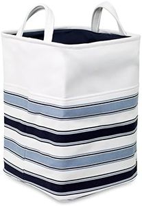 BirdRock Home Canvas Laundry Hamper with Handles - Blue Stripes - Transport Easily - Dirty Clothes Storage - Bendable and Foldable - Rectangle Laundry Bag