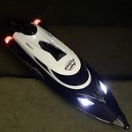 SOWOFA Large 18.5 "(47cm) Remote Control Boat 35km / h Speedboat Race 2.4Ghz Giant RC Boat with Pilot Lights Submarine Motorcycle Boat Model For 14 years +, RTR