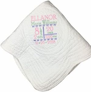 Birth Statistics Blanket Newborn Personalized Baby Gifts for Girls and Boys Birthday Stats Weight, pounds, Month and Year Born Announcement