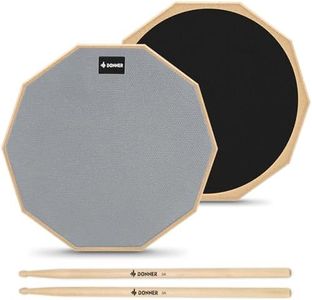 Donner Drum Practice Pad 8 Inches, Silent Practice Drum Pad 2-Sided With Drum Sticks - Gray