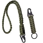 2Pack Heavy Duty Paracord Lanyard,Braided Keychain Lanyard,Paracord Keychain,Necklace Keychain with Metal Clip and Key Ring for ID Card Badge Holder, Camera and Whistle,ArmyGreen,Long and Short Size