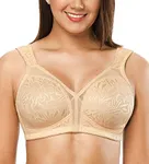 ZeroBound Women's Minimizer Bras Comfort Cushion Strap Wirefree Full Coverage Non-Padded Bra(Deep Nude,44G)