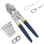 Sanuke Wire Rope Crimping Swaging Tool Cable Crimps up to 2.2mm(2/32inch) with 160pcs 4sizes Aluminum Double Barrel Ferrule Loop Sleeve and 10pcs Stainless Steel Thimble Assortment Kit