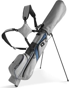 Small Golf Bags, 3 Divider Fit Up to 8 Clubs, Lightweight Golf Stand Bag with Rain Cover, Easy to Carry and Durable Pitch n Putt Golf Bag, Golf Bag with Strap and Stand for Men & Women