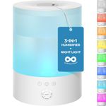 Everlasting Comfort Cool Mist Humidifiers for Bedroom (2.5L) - Humidifier Large Room No-Filter, Quiet Air Humidifier for Plants, Baby, Allergies, Dry Skin, Congestion, 20 Hr Run Time, Easy Clean