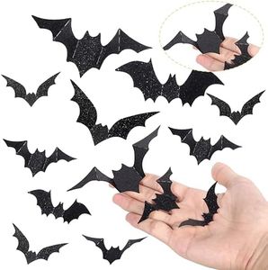 Rsstarxi 24 Pack Bat Cupcake Toppers Glitter Bat Halloween Cupcake Decorations for Bat Theme Halloween Party Cake Decorations for Baby Shower Kids Birthday Party Decorations