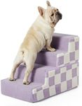 Lesure Dog Stairs for Small Dogs 18"H 4-Step Dog Steps for High Bed Couch and Sofa Chairs Foldable Foam Pet Stairs Jacquard Shaggy Plush for Cats with Supporting Board and Non-Slip Bottom, Iris Purple