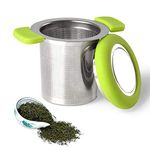 LaLa Dloce Tea Infuser, Stainless Steel Tea Strainer Filter with Silicone Handle for Reusable Loose Leaf Grain Teapots, Mugs and Cups to Steep Tea with Lid… (Green)