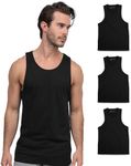 INTO THE AM Men's Essential Tank Tops 3 Pack - Soft Premium Sleeveless Muscle Shirt Bro Tanks for Guys (Black/Black/Black, X-Large)