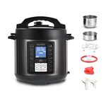 AGARO Imperial Electric Pressure Cooker, 6 litre, 14 Pre-Set multi Cooking Functions, Adjustable Pressure, Timer, Stainless Steel Pot, Pressure Cook, Slow Cook, Saute & More, Black, Outer Lid