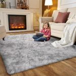 Calore Area Rugs for Living Room Bedroom Kids Room Nursery Soft Shaggy Comfy and Fluffy Rug Modern Carpet Indoor Floor Mat Anti-Skid Rugs Home Decor (Grey White,5.3×6.5 feet)