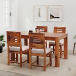 WOODBONE 4 Seater Dining Table with Chair || Dining Room Set || Dining Table Set || Sheesham Wood Dining Table 4 Seater || Wooden Dining Table 4 Seater || 4 Seater Honey