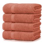 4-Piece Luxury Premium Cotton Bath Towel Set, 4 bath towels, Hotel/Spa Quality – 600 GSM Ring Spun – Super Soft, Fine, Ultra Absorbent, and Durable (Rust)