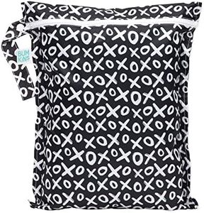 Bumkins Waterproof Wet Bag for Baby, Travel, Swim Suit, Cloth Diapers, Pump Parts, Pool, Gym Clothes, Toiletry, Strap to Stroller, Daycare, Zipper Reusable Bag, Wetdry Packing Pouch, XOXO Black