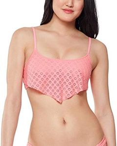Jessica Simpson Women's Standard Mix & Match Solid Eyelet Bikini Swimsuit Separates (Top & Bottom), Fizz Bandana Top, Large