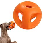 Fida Natural Rubber Dog Toys for Large Dogs & Aggressive Chewers, Dog Chew Toys for Interactive Fetch & Tug, Tough Dog Ball Toys, 11cm, 400g, Orange