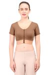 Post Surgical Medical Compression Bra || Moderate Compression || Cotton Fabric || Sports Bra || Breast Augmentation Bra || Surgical Recovery Supporter || Axillary Support (Large, Brown)