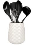 KitchenAid 6 Piece Utensil Set and Holder, Non-Stick and Dishwasher Safe Kitchen Utensil Set, Cooking Tools with Storage Crock