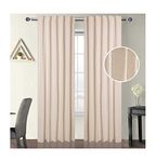 Linen Clubs 2 x Natural Flax Cotton Reverse Curtains 50" x 64"