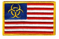 Zombie States of America Red White Blue Embroidered Patch Iron-On Biohazard Flag
