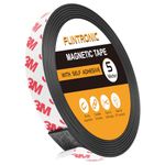 Flintronic 5m Magnetic Tape Self Adhesive, 15mm Magnet Strips for Window Screen/Door Curtain, Magnetic Strips with self Adhesive Backing, Cut and Stick Freely, for Whiteboards, Fridge Organization