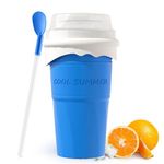 Slushy Maker Cup, DIY Double Layer Silicone Squeeze Cup,Slushie Machine for Children Kids Quick Frozen Smoothies Slushy Ice Cream Maker for Family DIY Homemade (Blue)