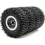 HOBBYSOUL All Terrain 2.2 Tires Tyres Height 5.0'' & 2.2 Beadlock Wheels Rims Black Silver for RC Mud Crawler Trail Gen8 Everest gen 7 Pro/Axial Capra Wraith / TRX4, (4-Pack)