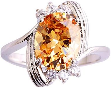 Veunora 925 Sterling Silver Created Morganite Gemstone Filled Twist Ring for Women Size 12