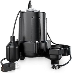 LANCHEZ 1.5 HP 53FT Submersible Sewage/Effluent Pump, 4300 GPH Heavy Duty Cast Iron Sump Pump with Automatic Tethered Float Switch, Idea for Sump Basin, Basement, Residential, 2" NPT Discharge