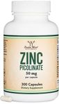 Zinc Picolinate 50mg, 300 Capsules (Immune Support) Non-GMO, Gluten Free (300 Day Supply) by Double Wood Supplements