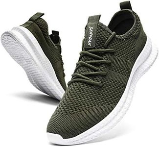 FUJEAK Men Running Shoes Men Casual Breathable Walking Shoes Sport Athletic Sneakers Gym Tennis Slip On Comfortable Lightweight Shoes, A Green, 11