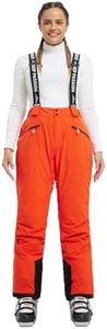 fit space Women's Insulated Ski Pants Waterproof 15,000mm Removable Suspenders Winter Snow Snowboarding (Carrot,Medium)