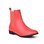 ComeShun Comfort Side Zip Chelsea Ankle Boots Low Block Heels Side Zip Booties Red Size 7