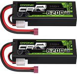 Ovonic 2S Lipo Battery 50C 6200mAh 7.4V Lipo Battery with Dean-Style T Connector for 1/8 1/10 RC Car Truck Boat Vehicles(2 Packs)