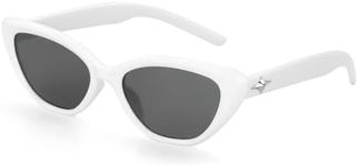 CHEERYMAGIC Sunglasses Womens, Retro Cat Eye Sunglasses Trendy Rectangle Sunglasses Big Frame Oversized Sun Glasses UV400 Protection For Driving A6-XXMYMJ(White)