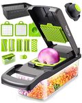 TINDTOP Vegetable Chopper and Slicer Dicer for Kitchen, 12 in 1 Onion Chopper Potato Cutter Food Chopper Veggie Chopper Salad Maker Dicing Machine Potato Fruit Chopper with Container