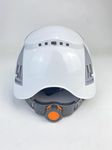 Rhino Safety Helmet Headlight Can Be Attached- Universal Size Heavy Duty Hard Hat for Scaffolding, Construction and Tradesmen - Adjustable Head Size, Adjustable Chin Strap White